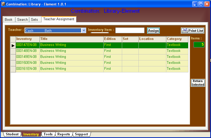 Combination Library Element